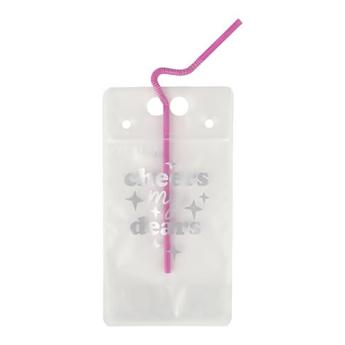 Packed Party Cheers My Dears 4-Pack Reusable Drink Pouch and Straw Set