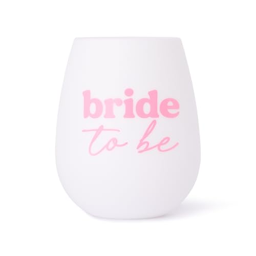 Packed Party Bride to Be Silicone Stemless Wine Glass - 13.5 oz Shatterproof Bridal Wine Cup with Pink Script Text for Bachelorette Parties and Bridal Showers