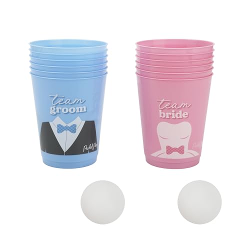 Packed Party Team Bride Groom 12-Piece Bridal Pong Game Set