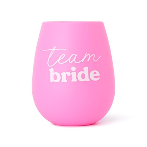 Packed Party Team Bride Pink 13.5 Oz Stemless Silicone Wine Glass
