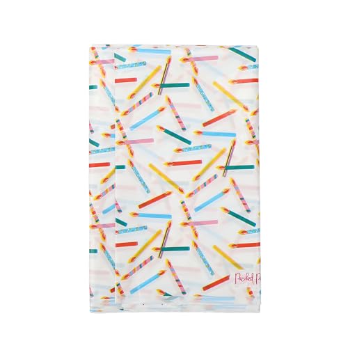 Packed Party Multicolor Birthday Candles 54" X 108" Reusable Table Cover