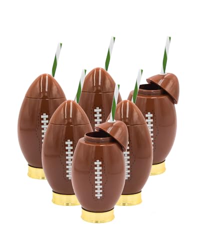Packed Party Down, Set, Fun Football Novelty Sipper Cup, Tumbler with Straw, Gameday College Football Party (Set of 6)