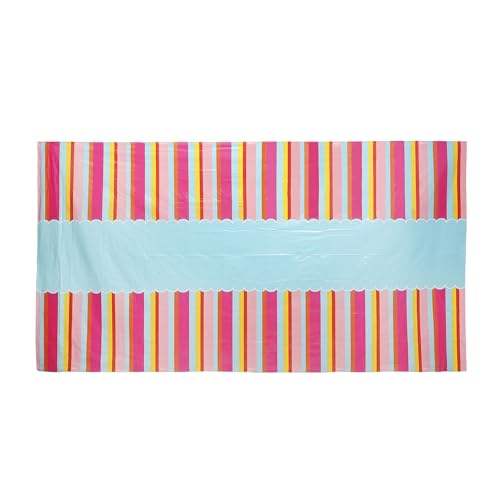 Packed Party Pastel Stripes 54" X 108" Reusable Table Cover