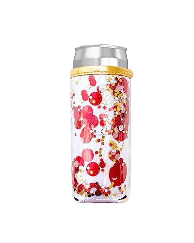 Packed Party Spirit Squad Confetti Skinny Can Cooler, Insulated Metal Can Drink Holder for Tailgate, Pool or Beach (Rally Red)