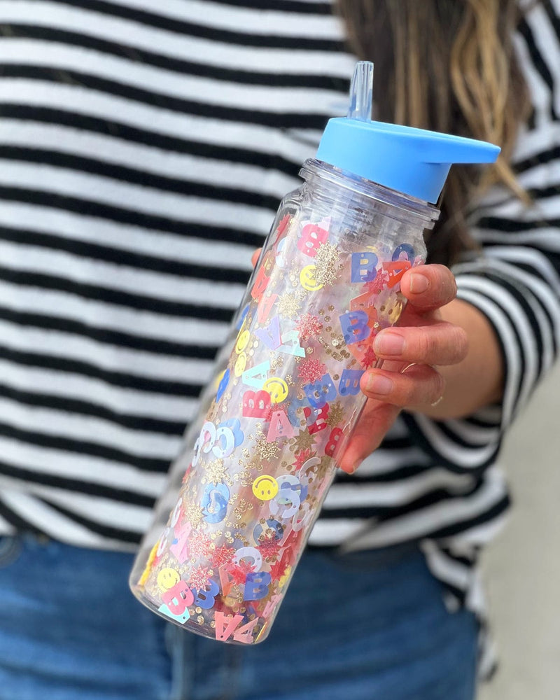 Little Letters Confetti Water Bottle with Straw