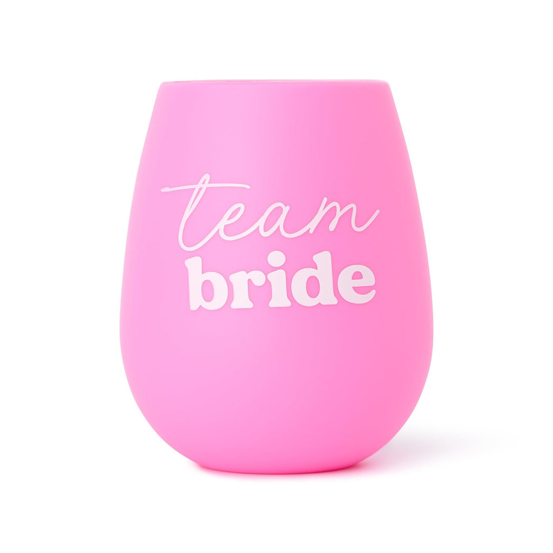 Packed Party Team Bride Pink 13.5 Oz Stemless Silicone Wine Glass