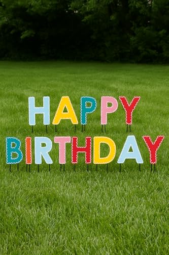 Packed Party Happy Birthday 10" Yard Stakes Easy Setup