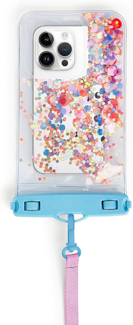 Packed Party Confetti Waterproof Protective Phone Holder, Dry Bag, Beach Essentials, Touch Screen Friendly (2 Pack) Clear