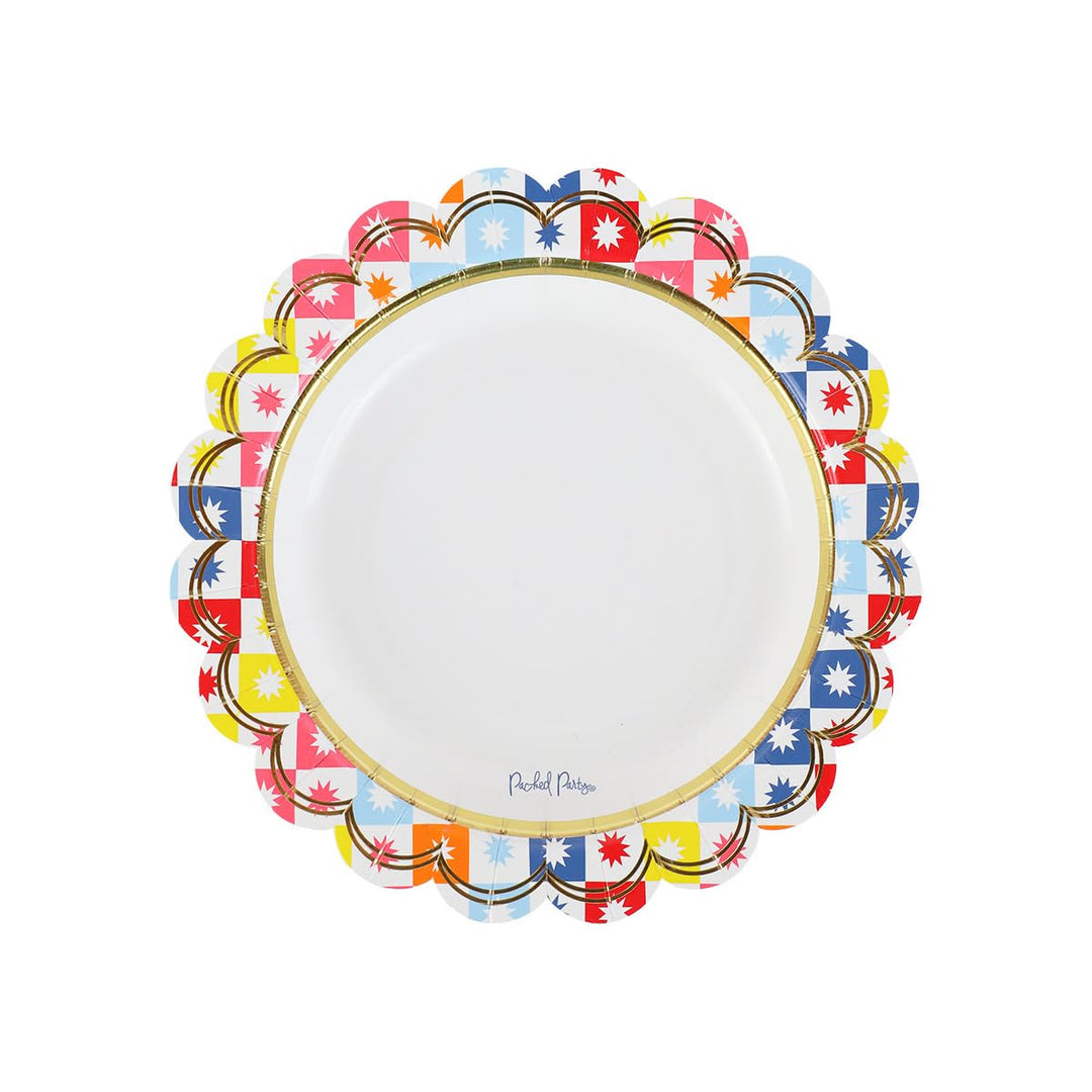 Packed Party Checkered Pinwheel 10-Count Paper Dessert Plates