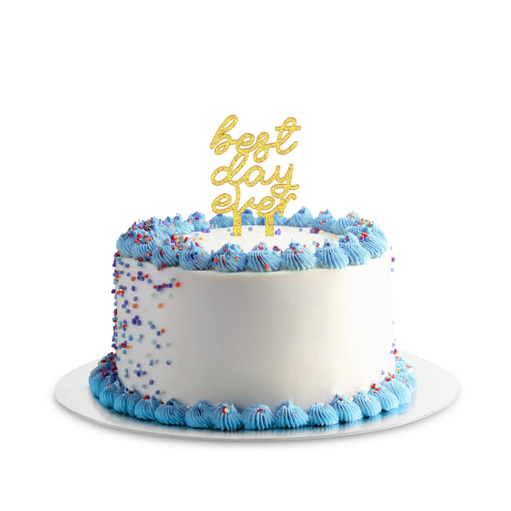 Packed Party Best Day Ever Gold Confetti-filled 4.8" Cake Topper