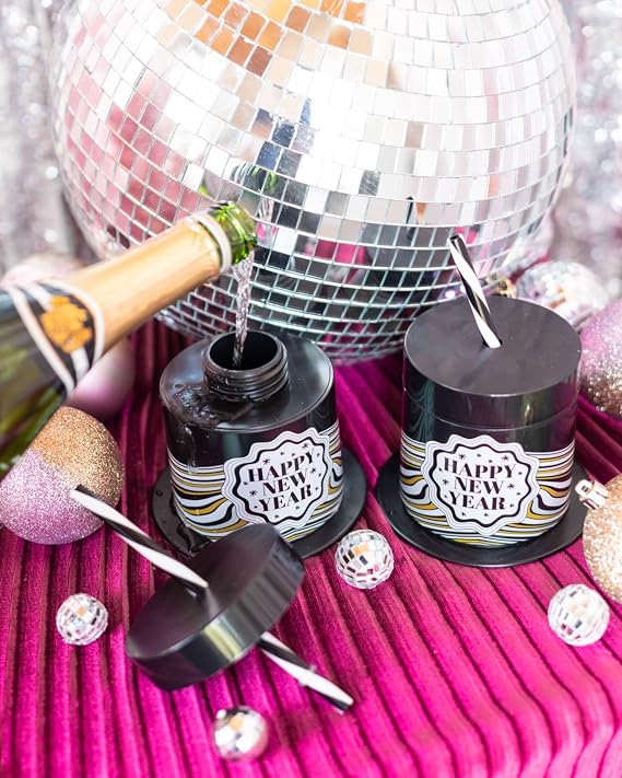 Packed Party Fun Novelty New Years Eve Hat Drink Sipper Bottles Cup, Holiday Decoration for Party 14 ounces, Set of 2