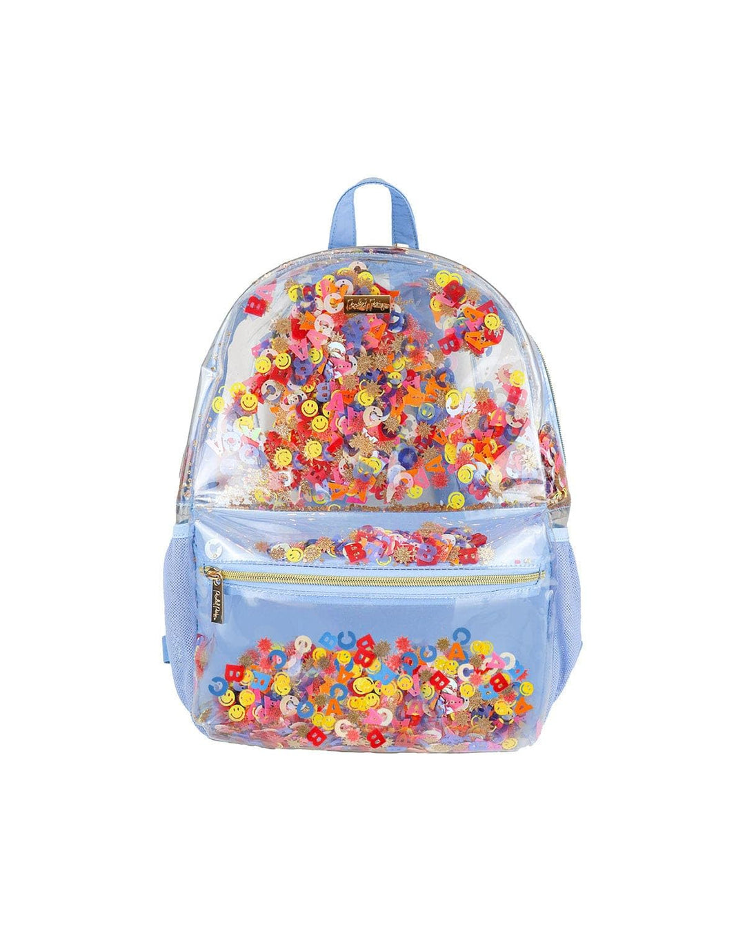 Little Letters Blue Confetti Clear Backpack