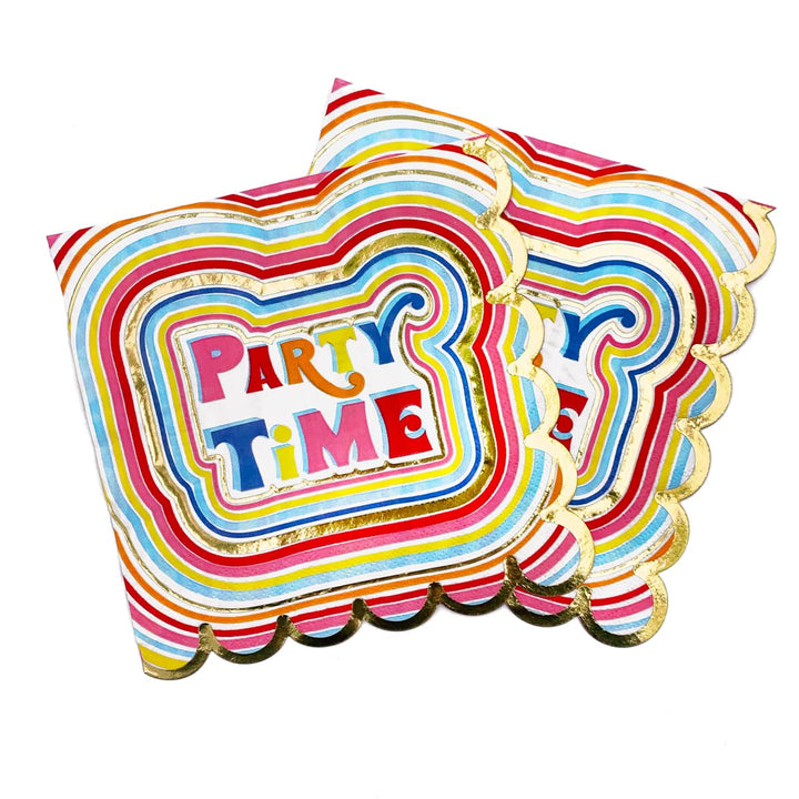 Party Time 24-Count 3-Ply Lunch Napkin Set by Packed Party | Rainbow Paper Napkins for Parties
