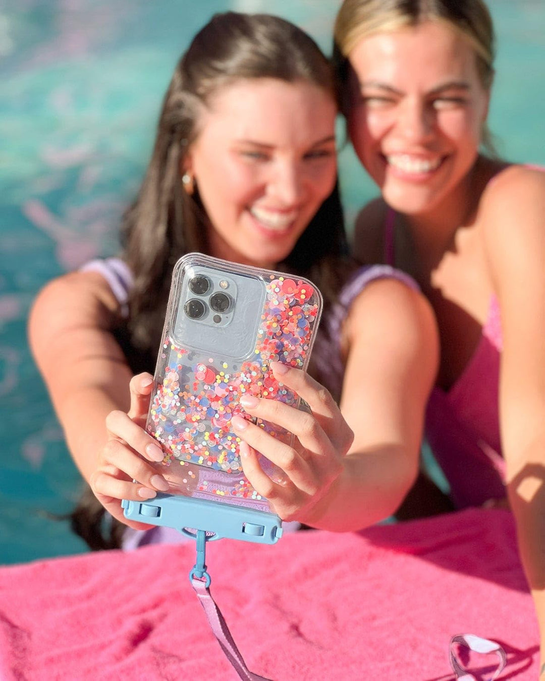 Packed Party Confetti Waterproof Protective Phone Holder, Dry Bag, Beach Essentials, Touch Screen Friendly (2 Pack) Clear