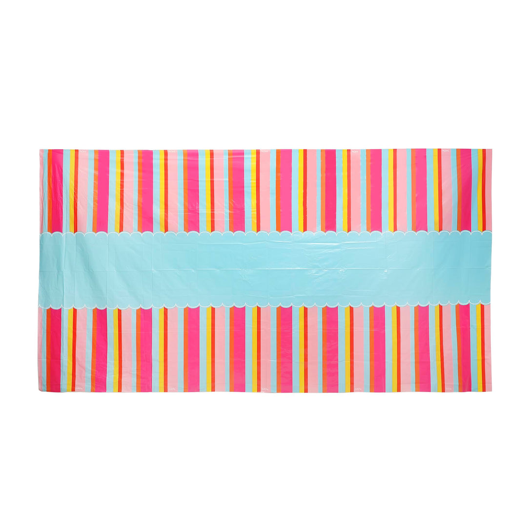 Packed Party Pastel Stripes 54" X 108" Reusable Table Cover