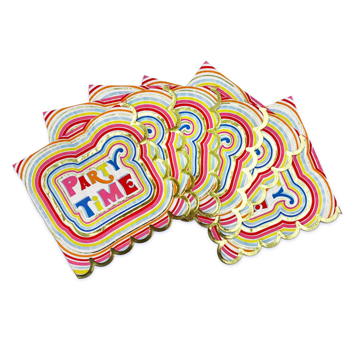 Party Time 24-Count 3-Ply Lunch Napkin Set by Packed Party | Rainbow Paper Napkins for Parties