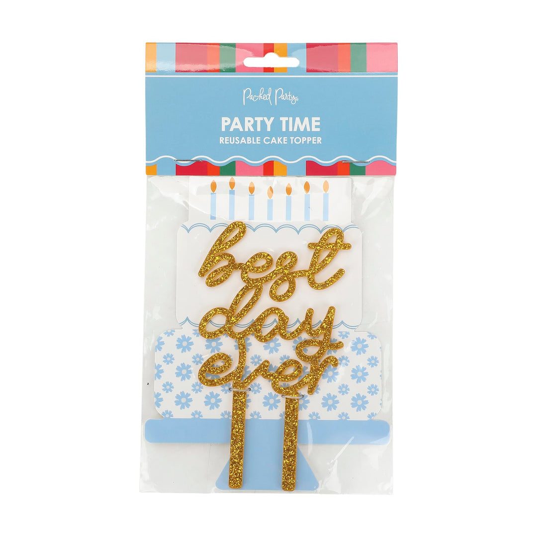 Packed Party Best Day Ever Gold Confetti-filled 4.8" Cake Topper