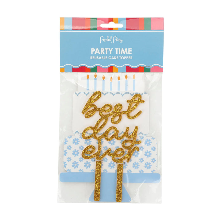 Packed Party Best Day Ever Gold Confetti-filled 4.8" Cake Topper