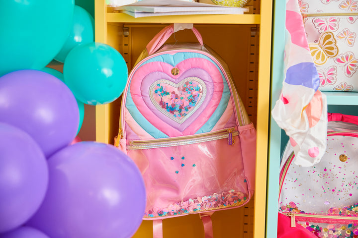 "Taylor" Quilted Confetti Hearts Backpack