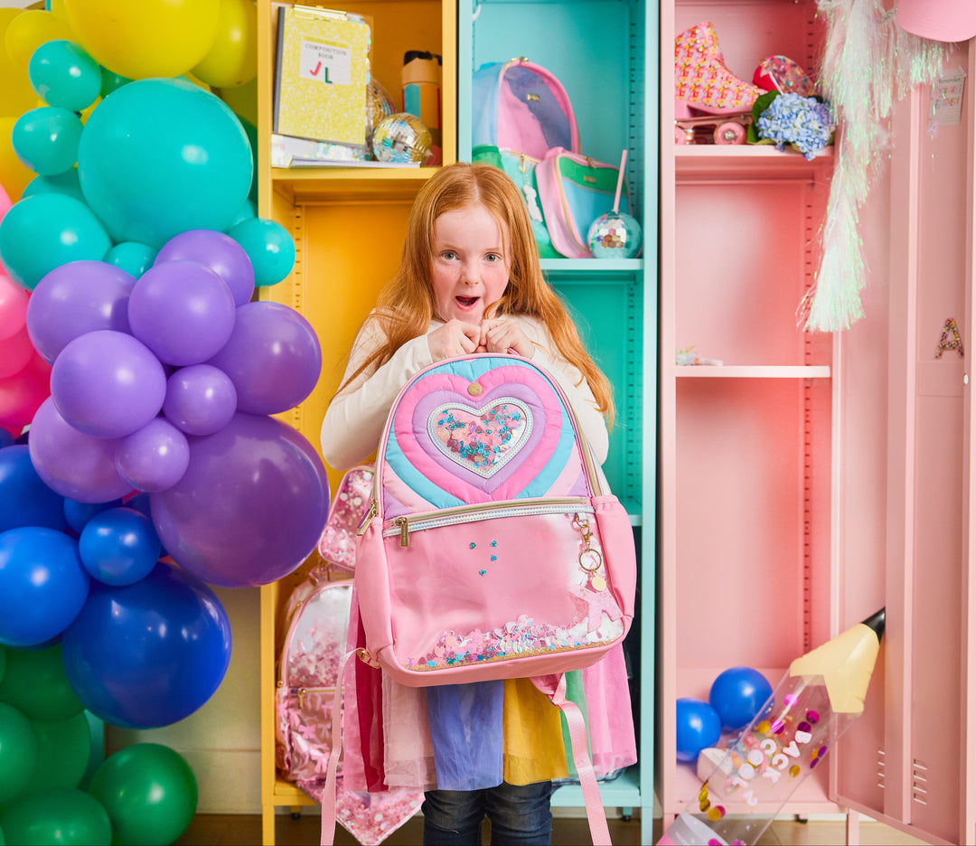 "Taylor" Quilted Confetti Hearts Backpack