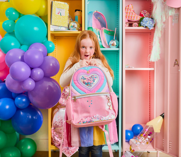 "Taylor" Quilted Confetti Hearts Backpack