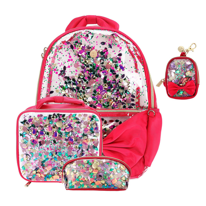 Packed Party Bow &amp; Jewel Confetti Clear Adult Backpack