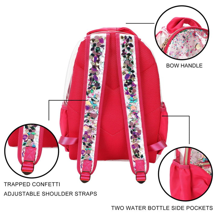 Packed Party Bow &amp; Jewel Confetti Clear Adult Backpack
