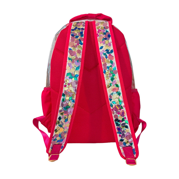 Packed Party Bow &amp; Jewel Confetti Clear Adult Backpack