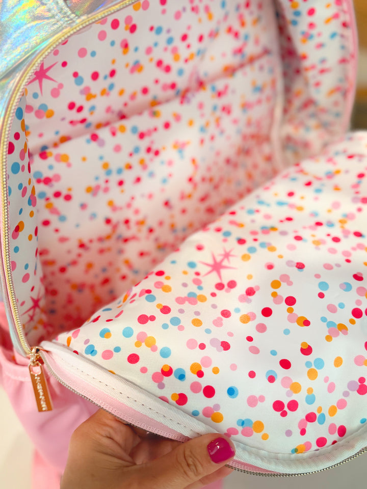 "Taylor" Quilted Confetti Hearts Backpack