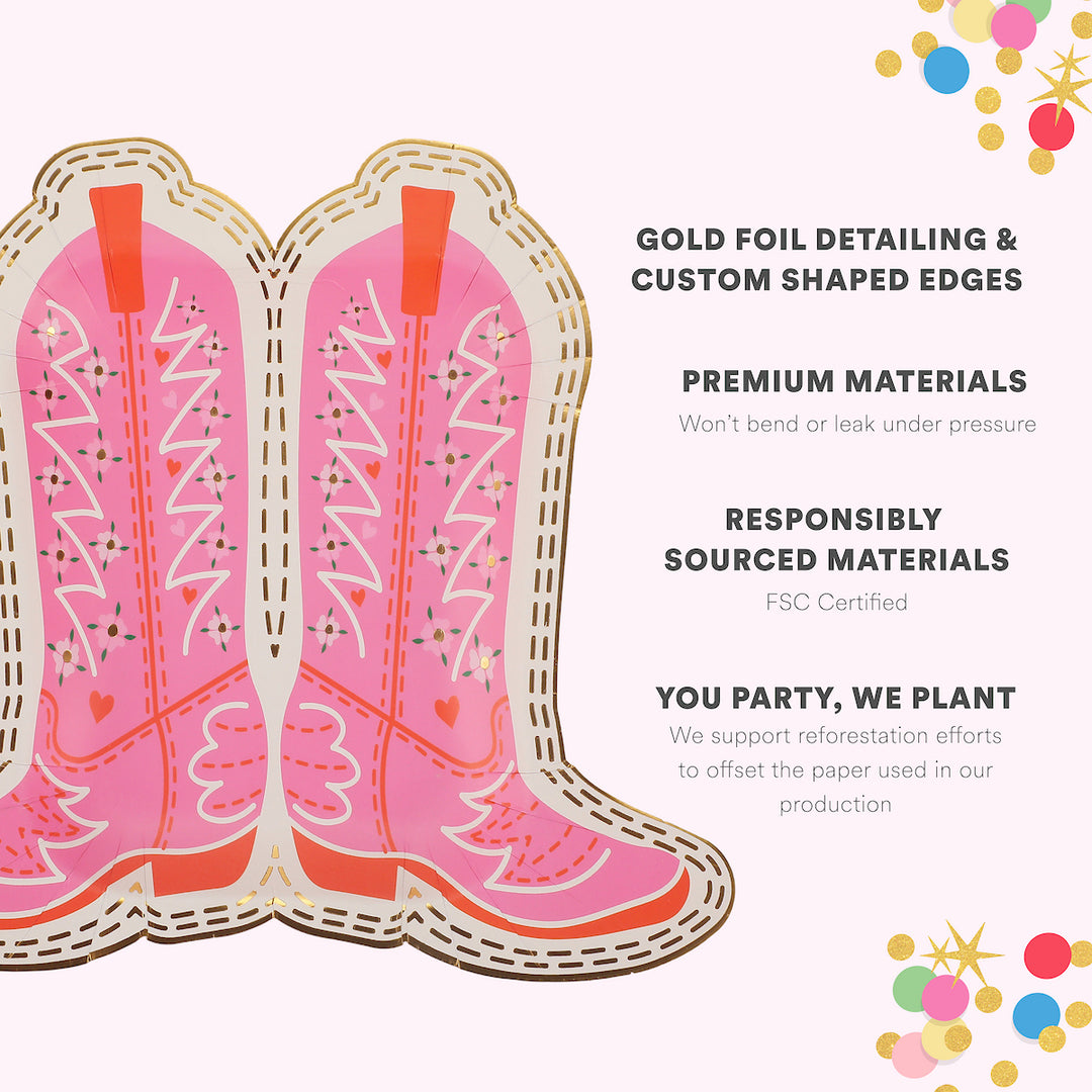 Boot Scoot Blooms Cowboy Boot Dessert Plates (10 ct)