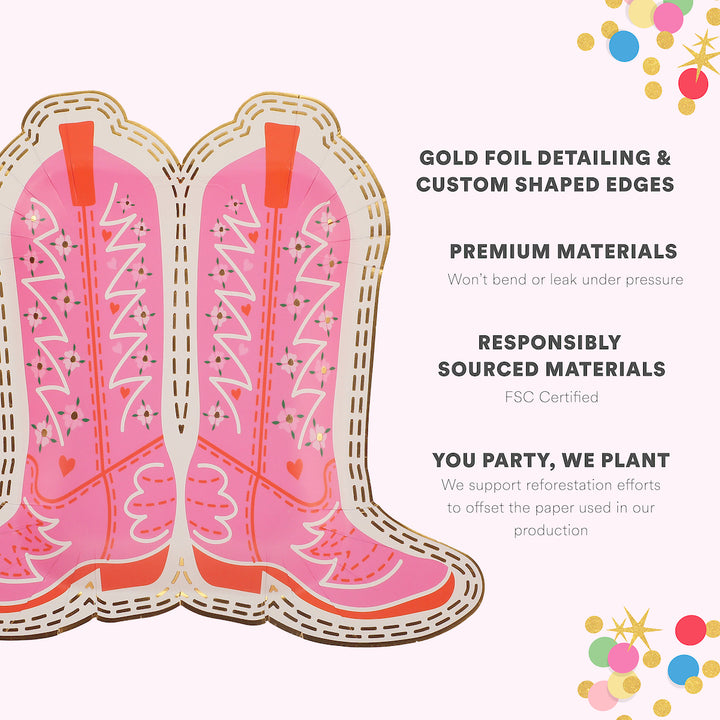 Boot Scoot Blooms Cowboy Boot Dessert Plates (10 ct)