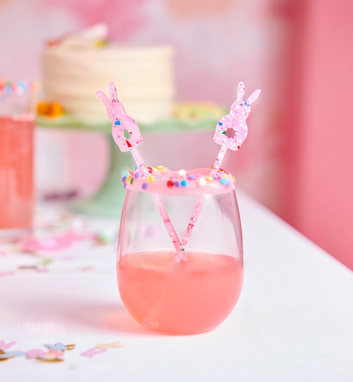 Confetti Bunny Acrylic Drink Stirrers (4 ct)
