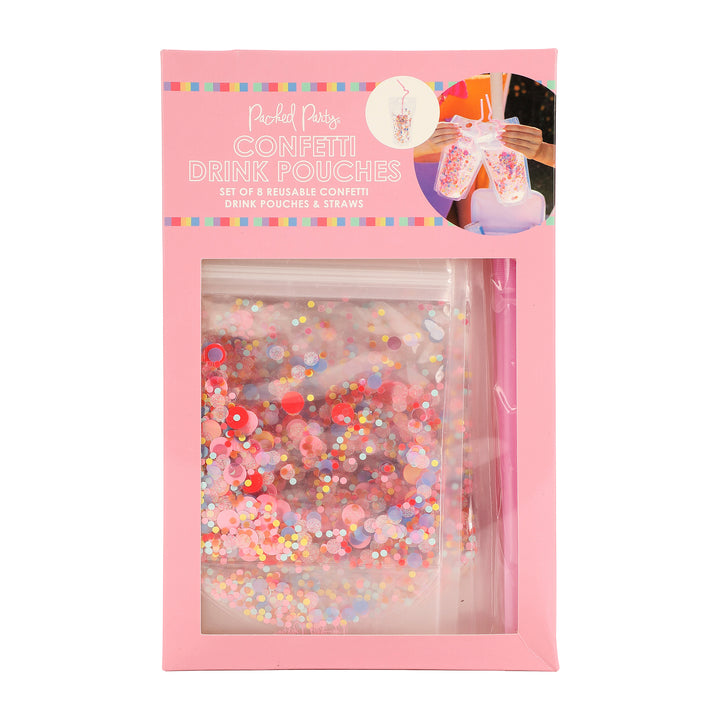 Multicolor Confetti Drink Pouches (Reusable set of 8 or 16)