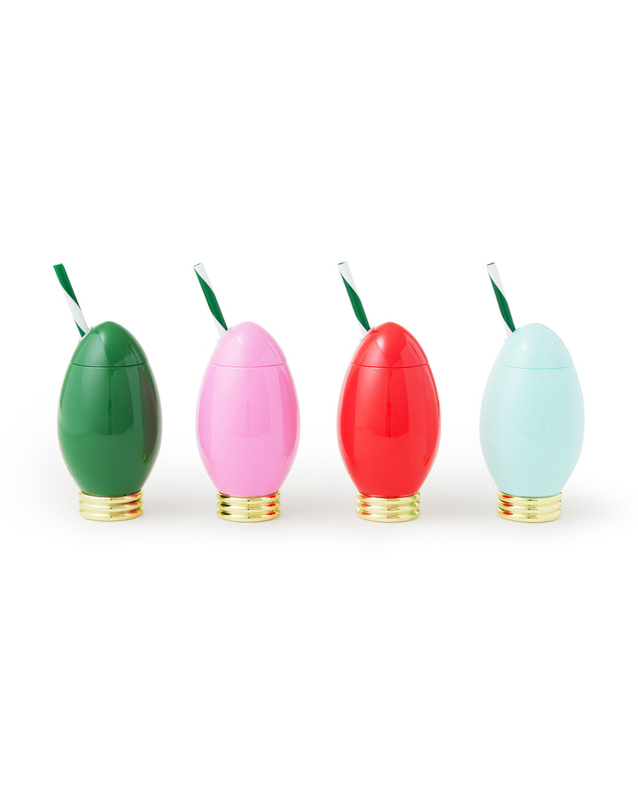 Customizable Holiday Christmas Light Sippers (set of 4)