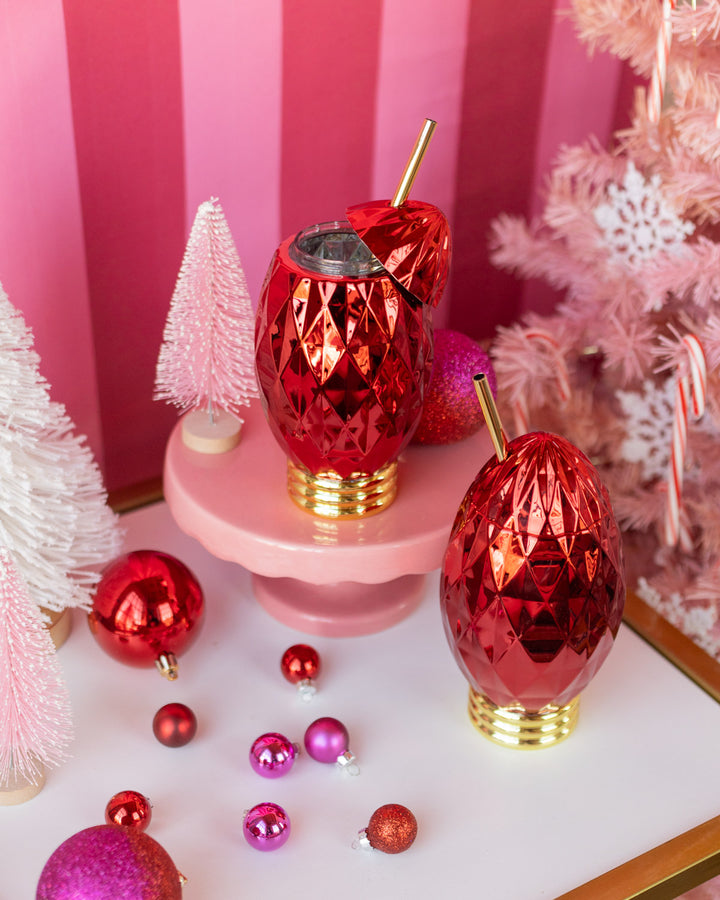 Red Vintage Christmas Light Sipper