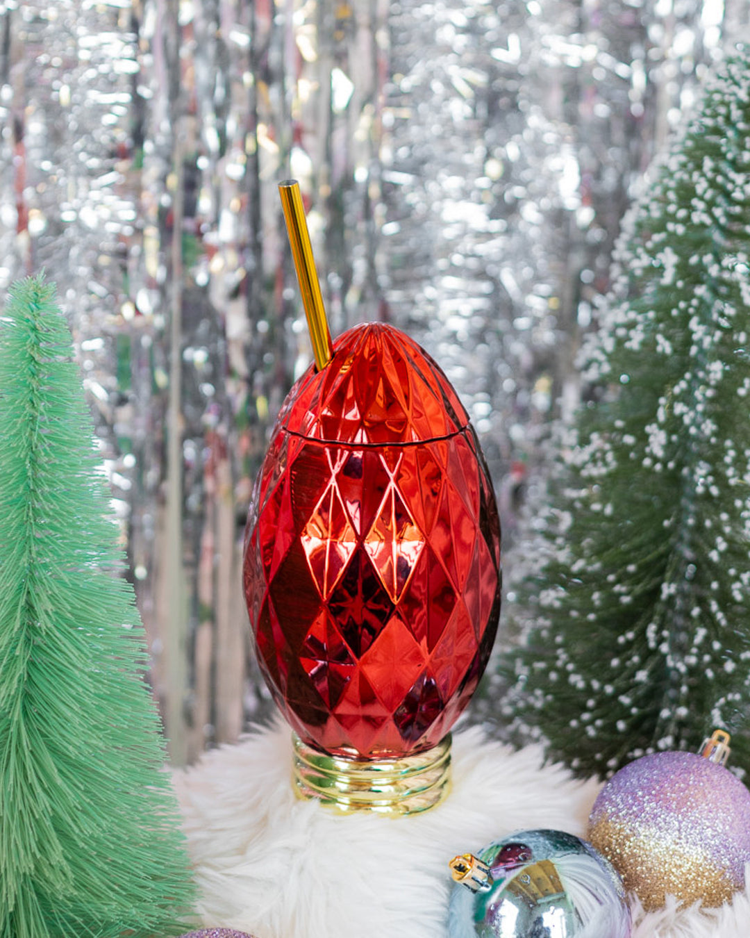 Red Vintage Christmas Light Sipper