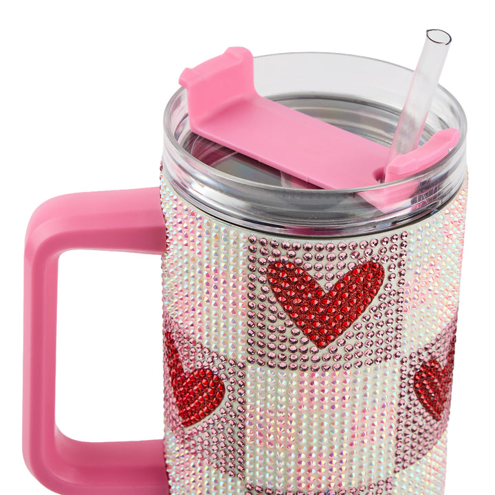 Rhinestone Hearts Stainless Steel Tumbler (Single or Set of 4)