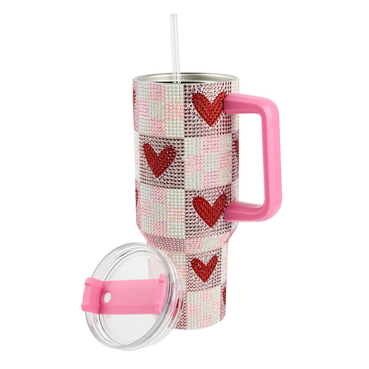 Rhinestone Hearts Stainless Steel Tumbler (Single or Set of 4)