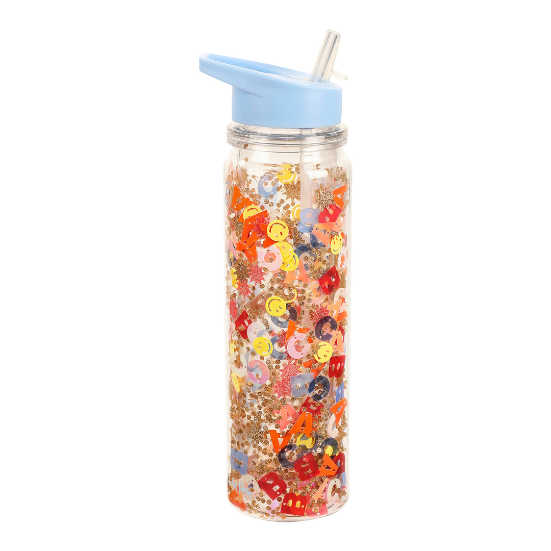 Little Letters Confetti Water Bottle with Straw