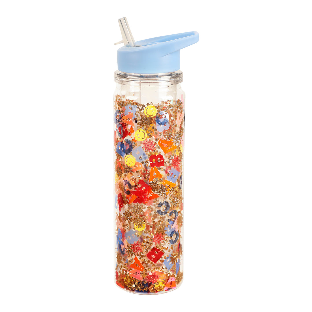 Little Letters Confetti Water Bottle with Straw