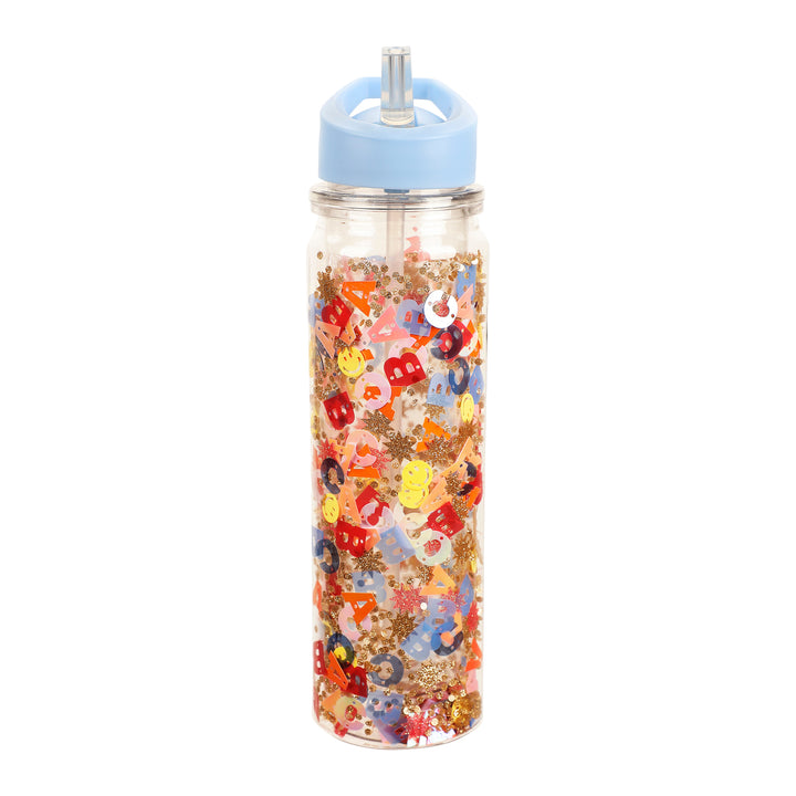 Little Letters Confetti Water Bottle with Straw