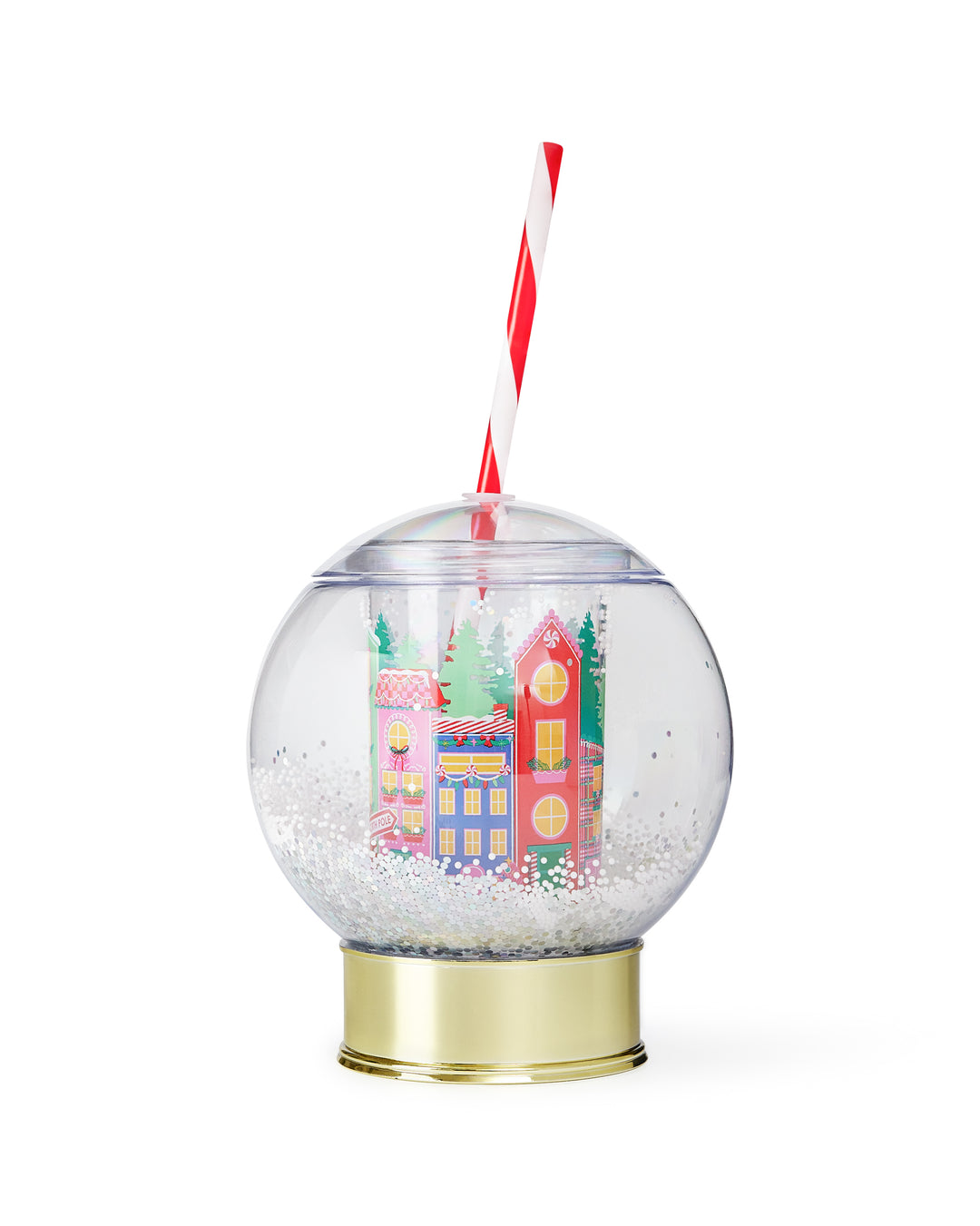 Holiday Village Snow Globe Novelty Sipper (Christmas Cup - set of 1, 6, or 12)
