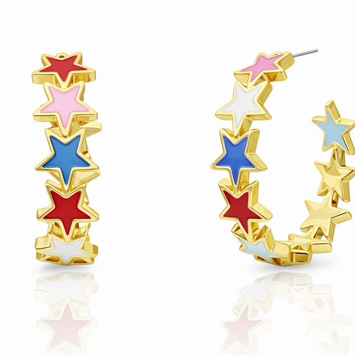 Patriotic Star Hoop Earrings