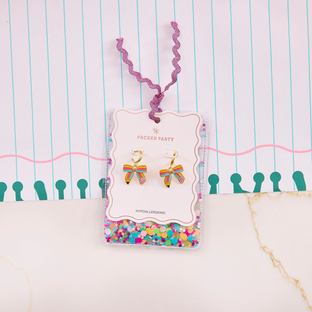 Packed Party Pencil Bow Earrings