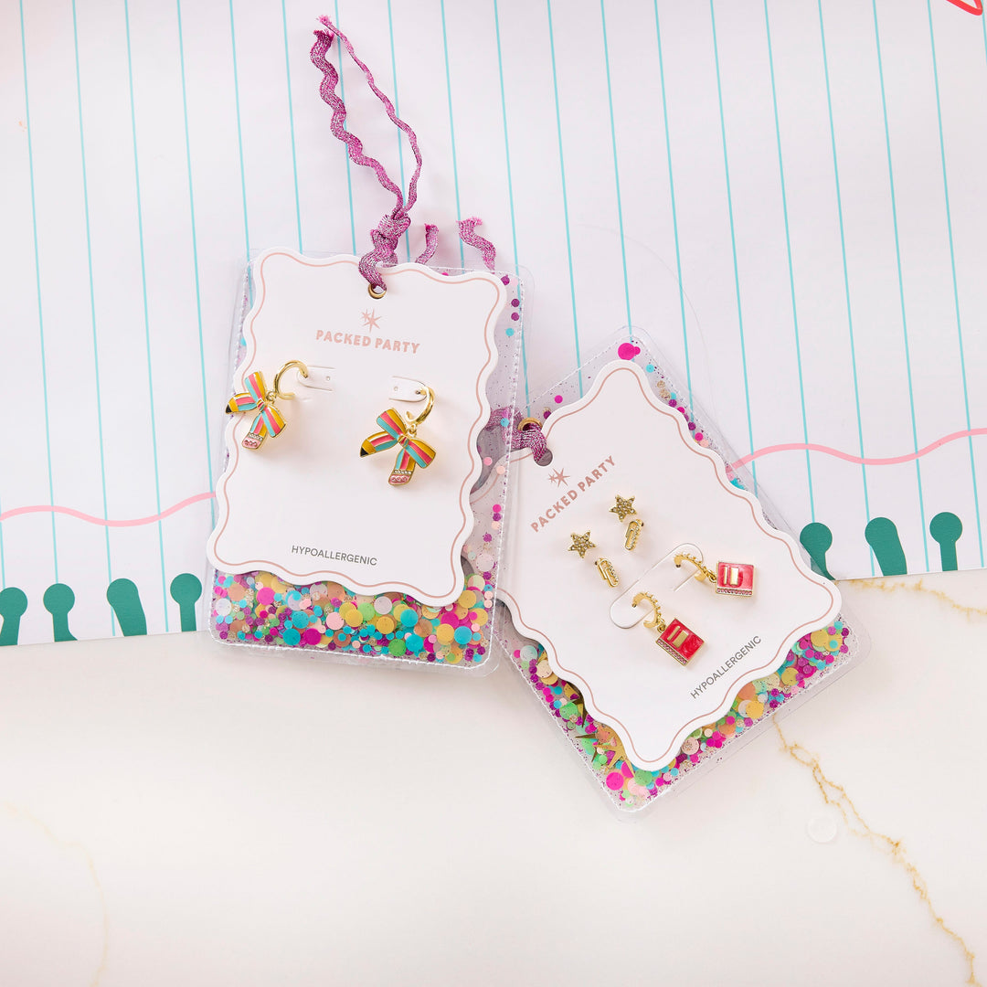 Packed Party Pencil Bow Earrings