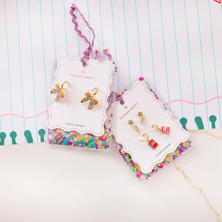 Packed Party Pencil Bow Earrings