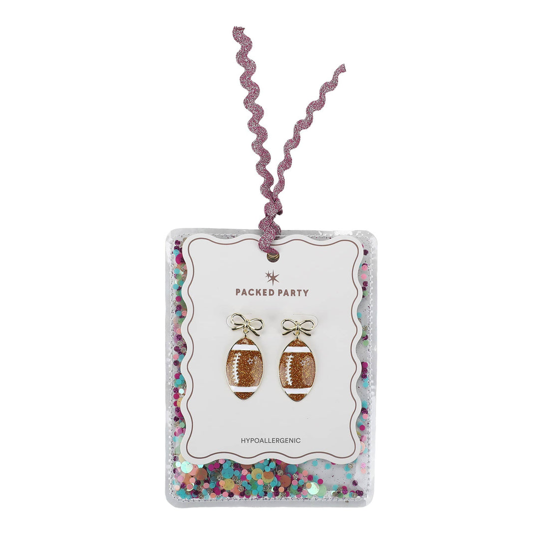 Packed Party Glitter Football Adult Earrings