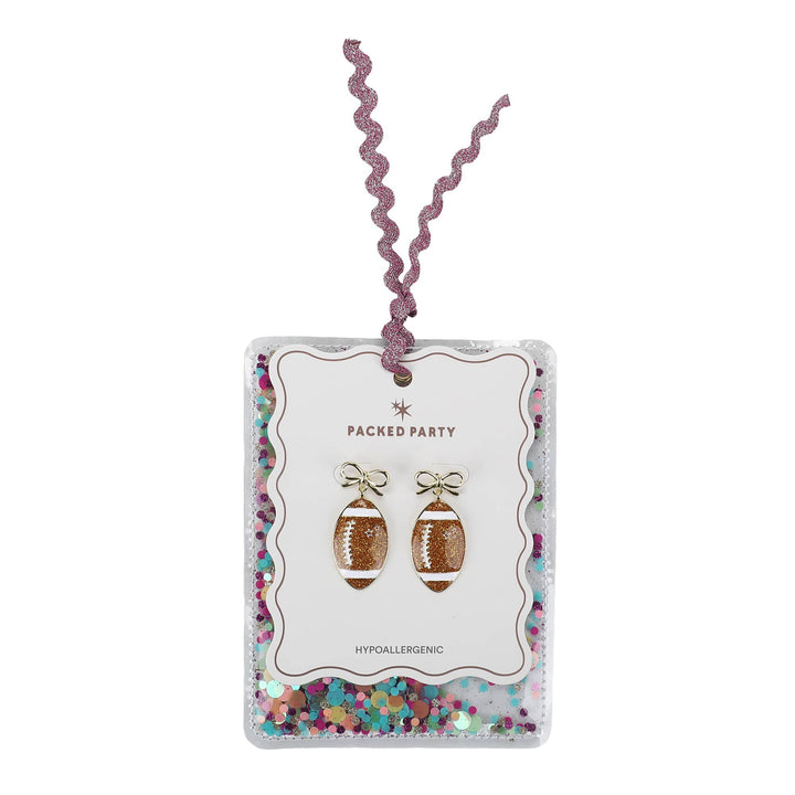 Packed Party Glitter Football Adult Earrings