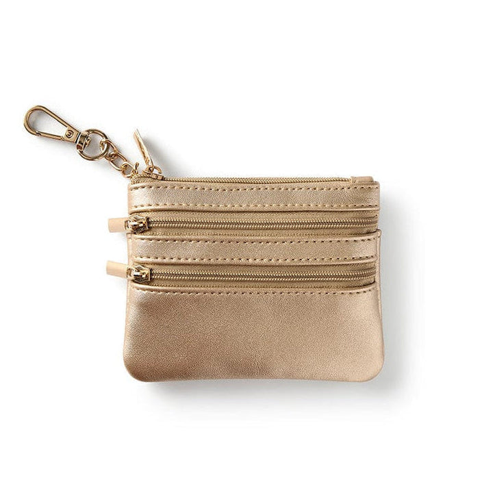 Mini Gold Leatherette Clip &amp; Zip Wallet