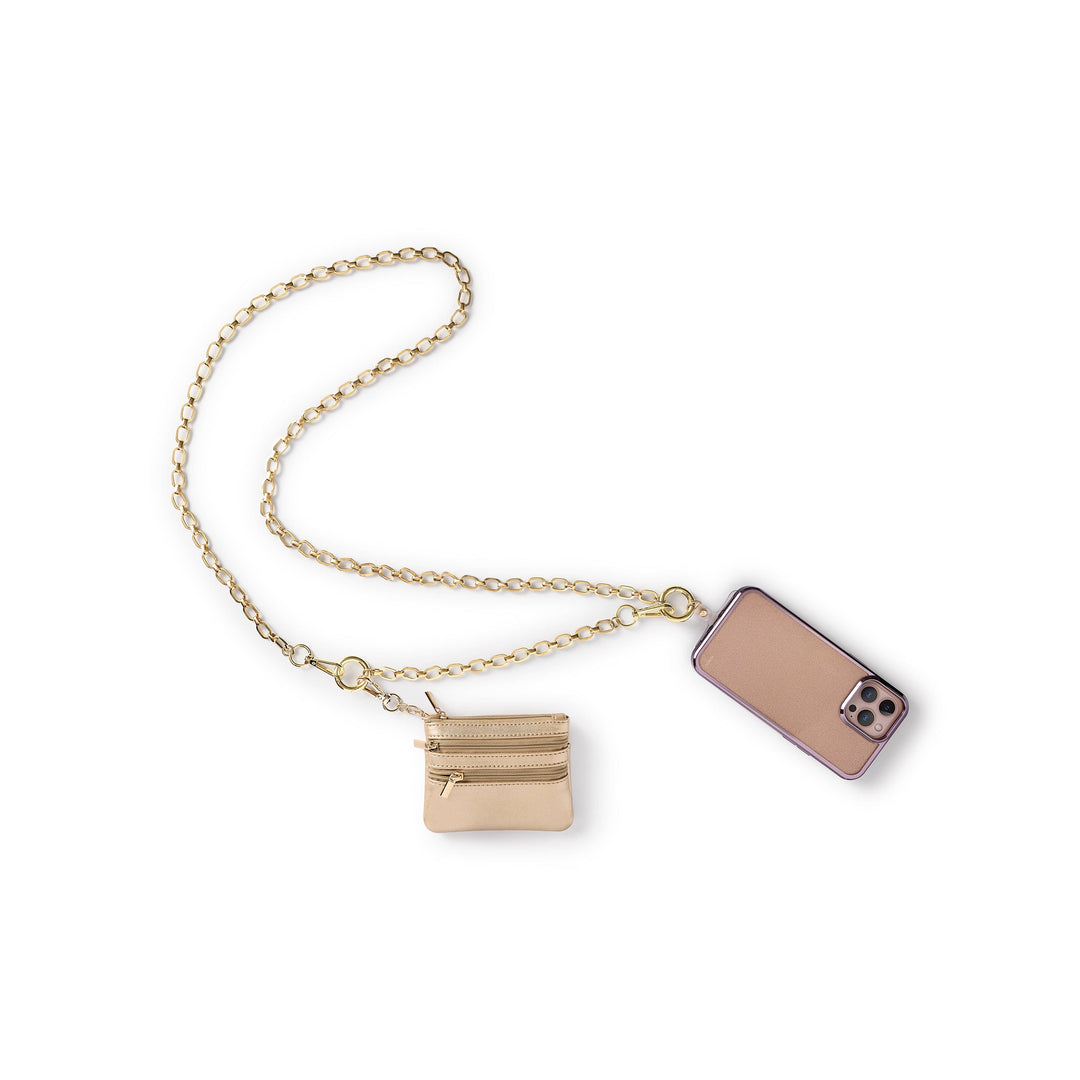 Mini Gold Leatherette Clip &amp; Zip Wallet